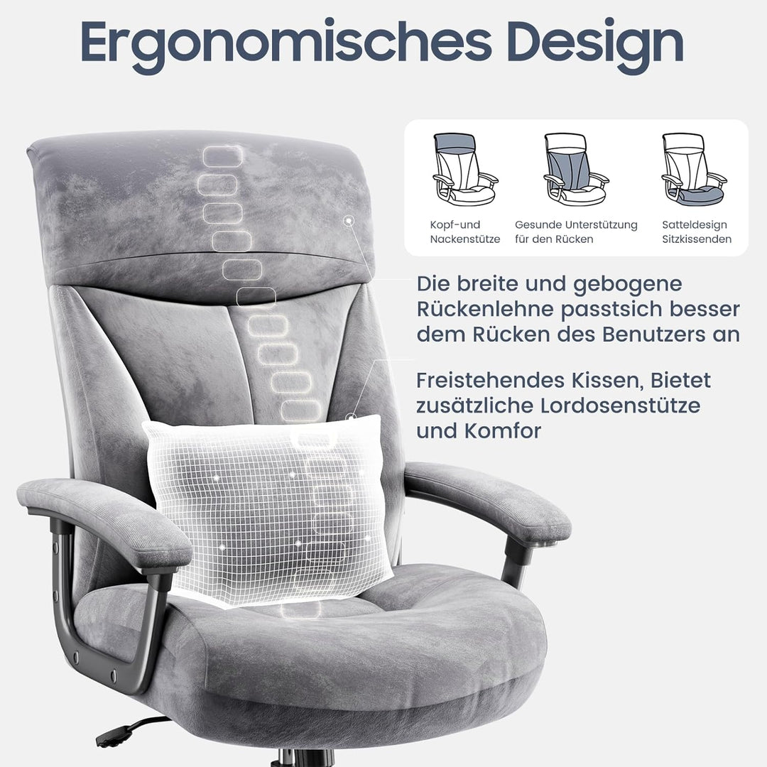 Asukale Bürostuhl Chefsessel belastbar bis 200kg, Computerstuhl Schreibtischstuhl, höhenverstellbare