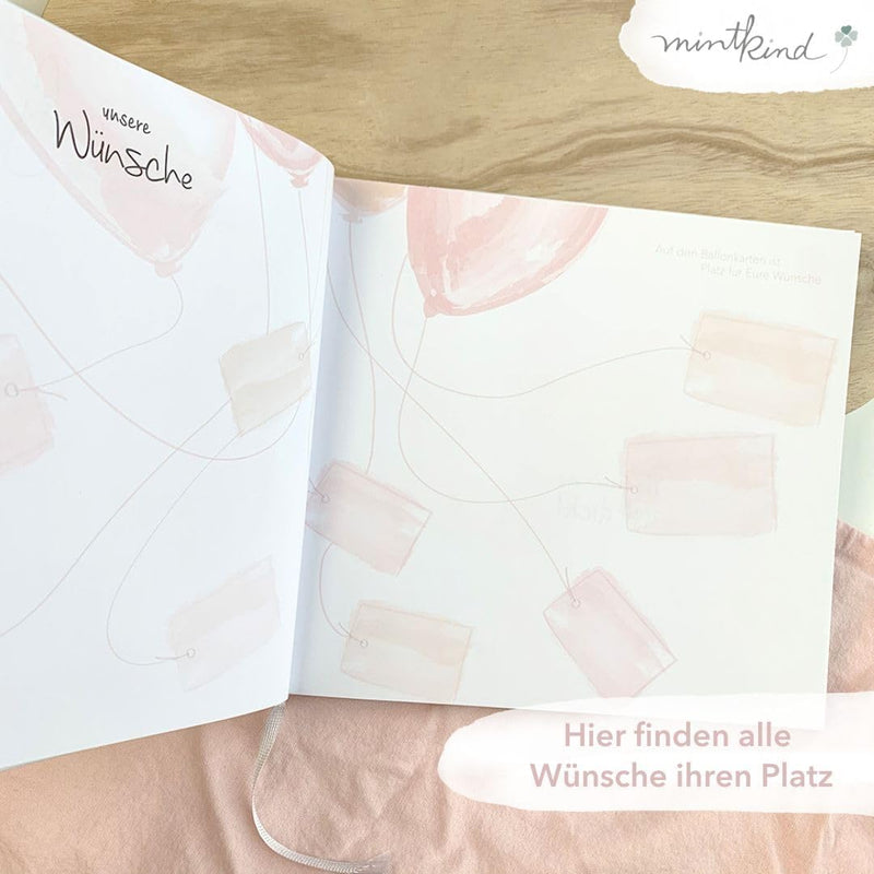 mintkind® Gästebuch "Meine Babyparty" Rosa I Babyparty Geschenk Junge & Mädchen I Baby Shower & Baby