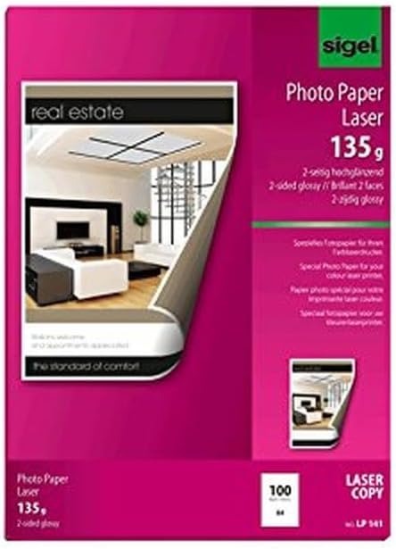SIGEL LP343 Fotopapier für Laser / Kopierer, A3, 200 Blatt, hochglänzend, beidseitig bedruckbar, 135