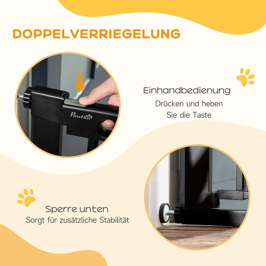 PawHut Hunde Türschutzgitter, Treppengitter, Hundegitter ohne Bohren, 75-103 cm Breite Absperrgitter
