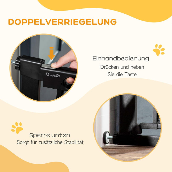 PawHut Hunde Türschutzgitter, Treppengitter, Hundegitter ohne Bohren, 75-103 cm Breite Absperrgitter