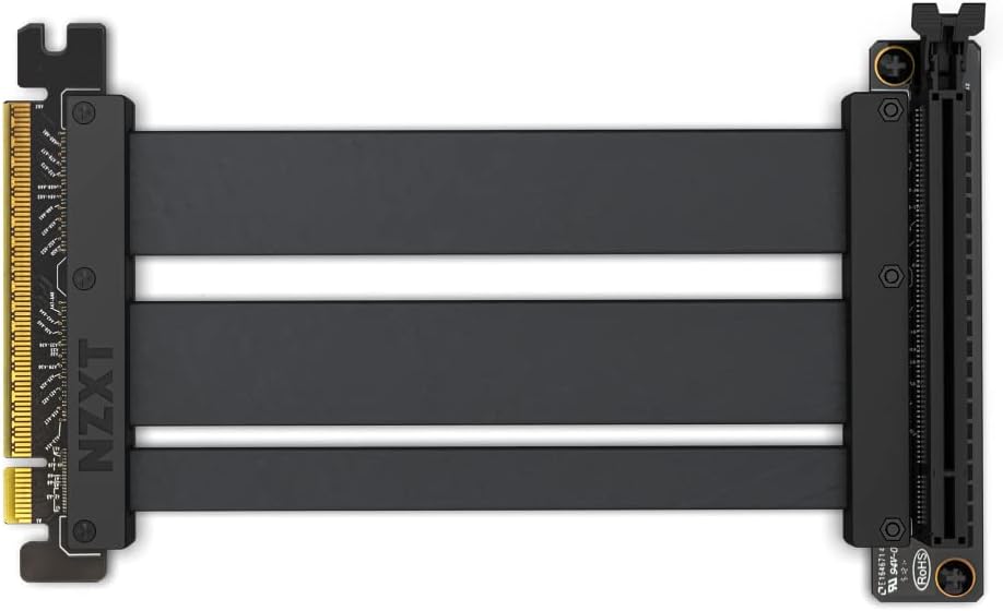Nzxt PCIe 4.0x16 Riser Cable-AB-RC200-B1-Flexibles und abgeschirmtes Riser-Kabel – Hochgeschwindigke