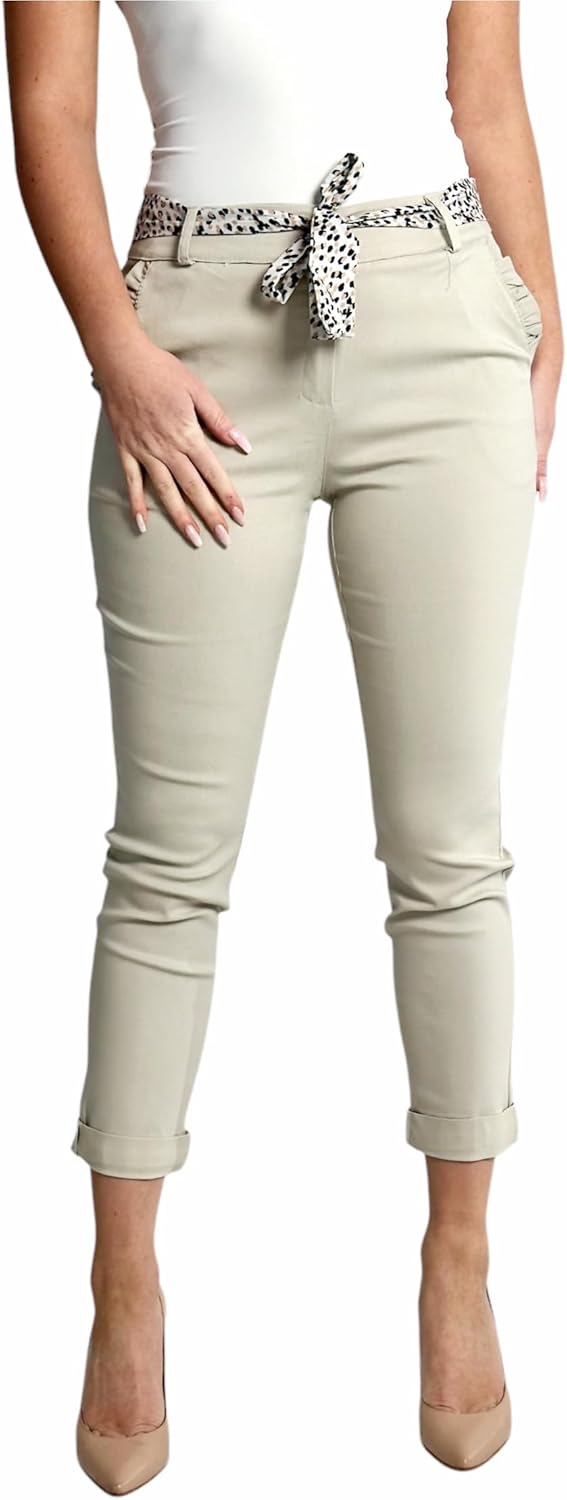 Mississhop Female Damen Stretch Klassische Chino Hose S Beige, S Beige