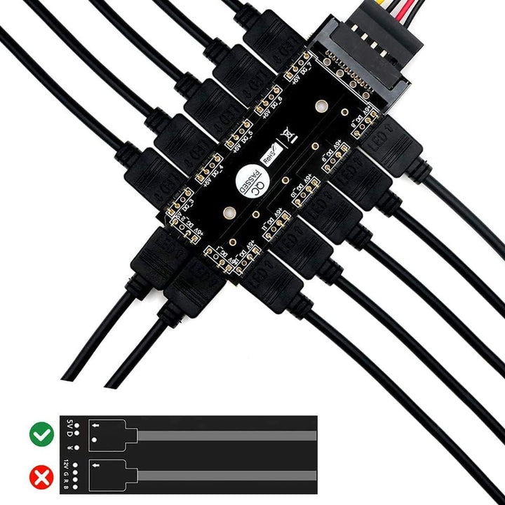 ARGB Controller, CTRICALVER 1 bis 11 Ports ARGB HUB, 5 V, 3 Pin RGB LED Splitter Hub mit SATA/IDE Po
