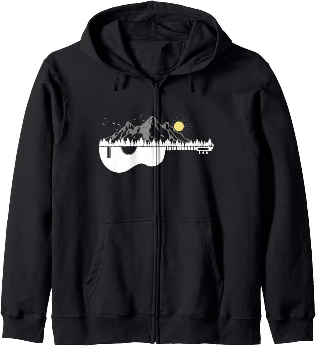 Gitarre Berge Musiker Bergsport Wander Ski Snowboard Motiv Kapuzenjacke
