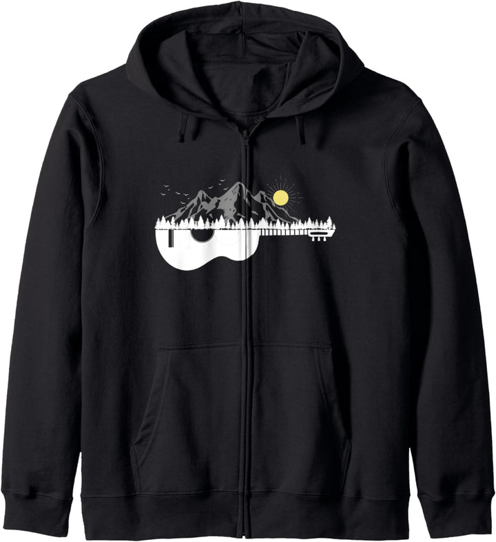 Gitarre Berge Musiker Bergsport Wander Ski Snowboard Motiv Kapuzenjacke
