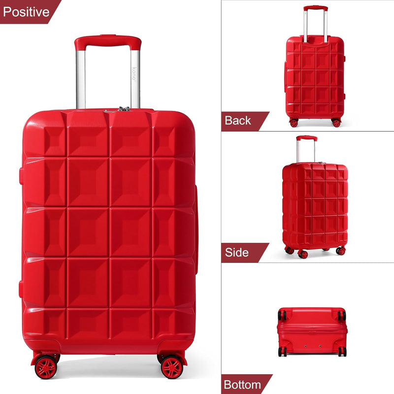 KONO Gepäck-Sets Kofferset 2 Teilig Handgepäck Koffer mit Beautycase (54cm+Kosmetikkoffer, Rot) Rot