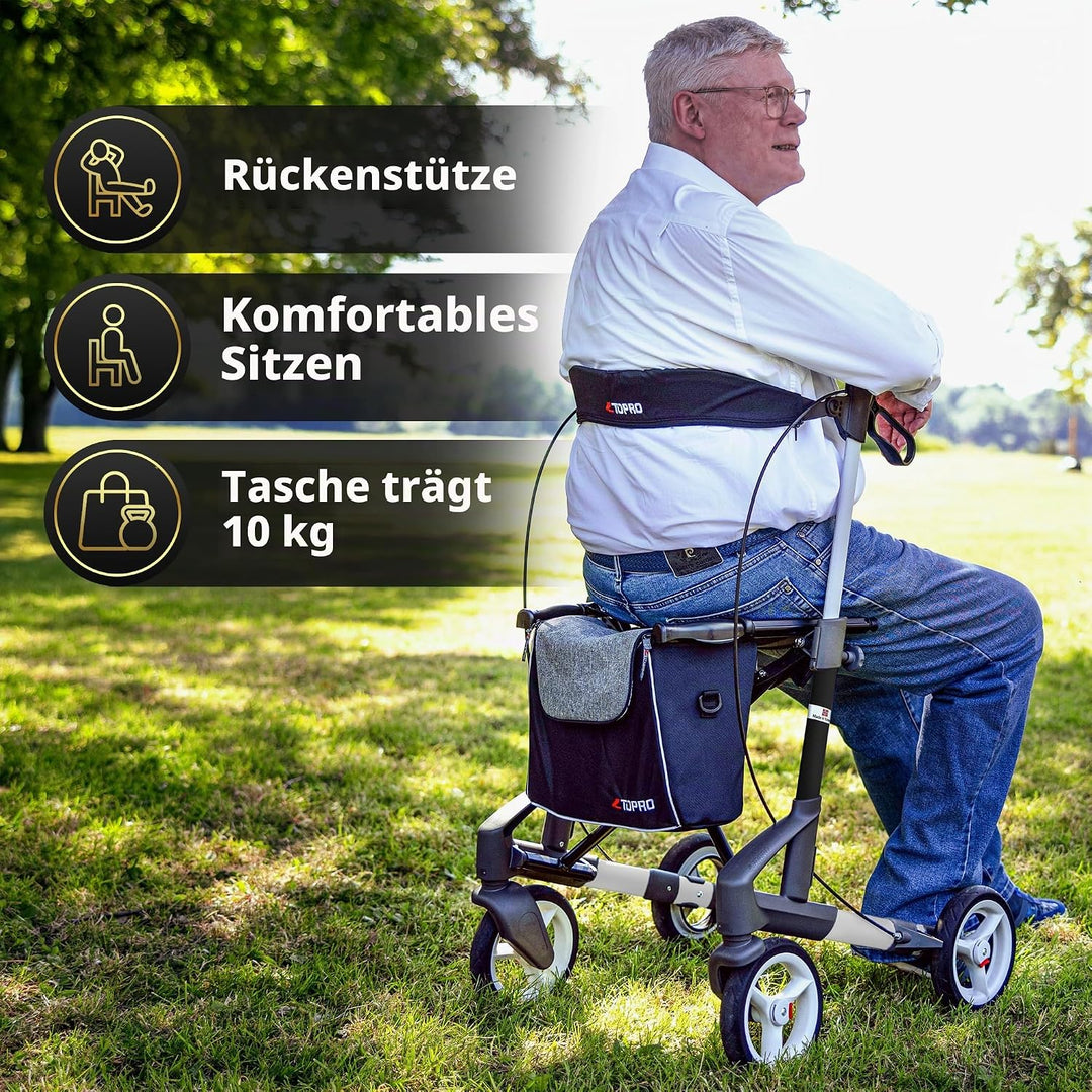 TOPRO Troja 5G inkl. Rückenstütze, Silber, M Medium Silber, Medium Silber