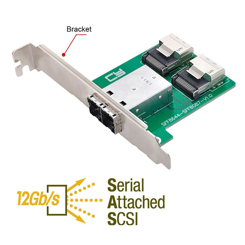 Chenyang Mini SAS 2 SFF-8644 zu 2 SFF-8087 HD Data Server Converter Adapter mit Klammer 2 SFF-8644 t