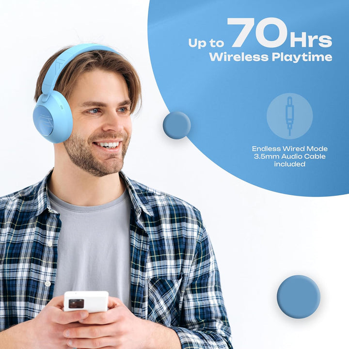 PowerLocus Bluetooth Kopfhörer Over Ear, Kopfhörer Kabellos Bluetooth mit Mikrofon, 70std Spielzeit,
