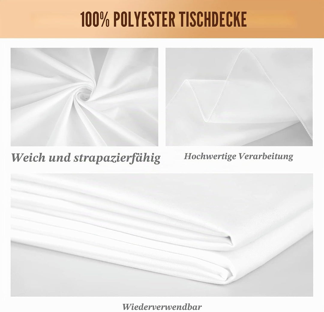 6 Stück weisse Tischdecken für 2,4 m grosse rechteckige Tische, 150×320cm rechteckige Tischdecke, kn