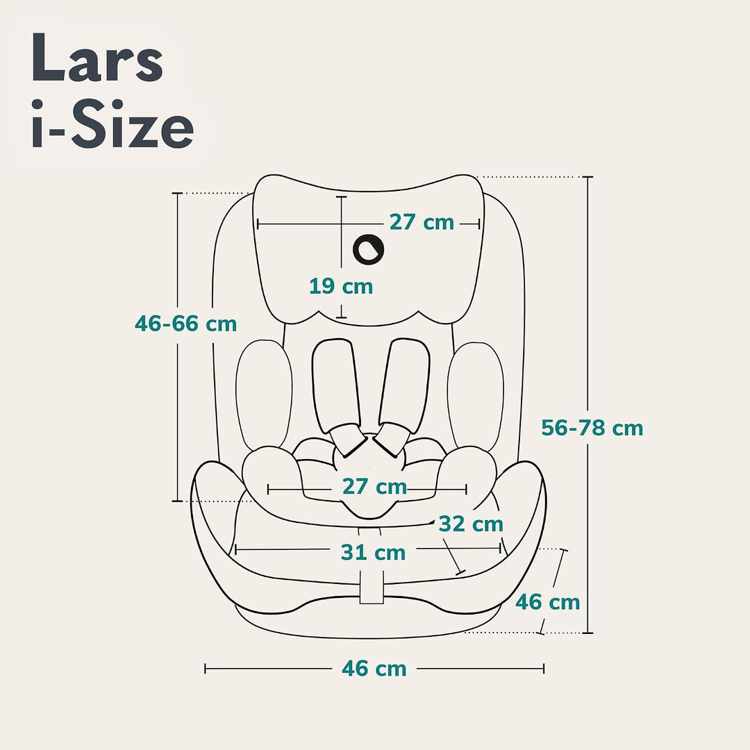 LIONELO LARS i-Size Kinderautositz 100–150 cm, Gruppe 2 3, Seitenschutz 10 Grad, Kopfstützenverstell