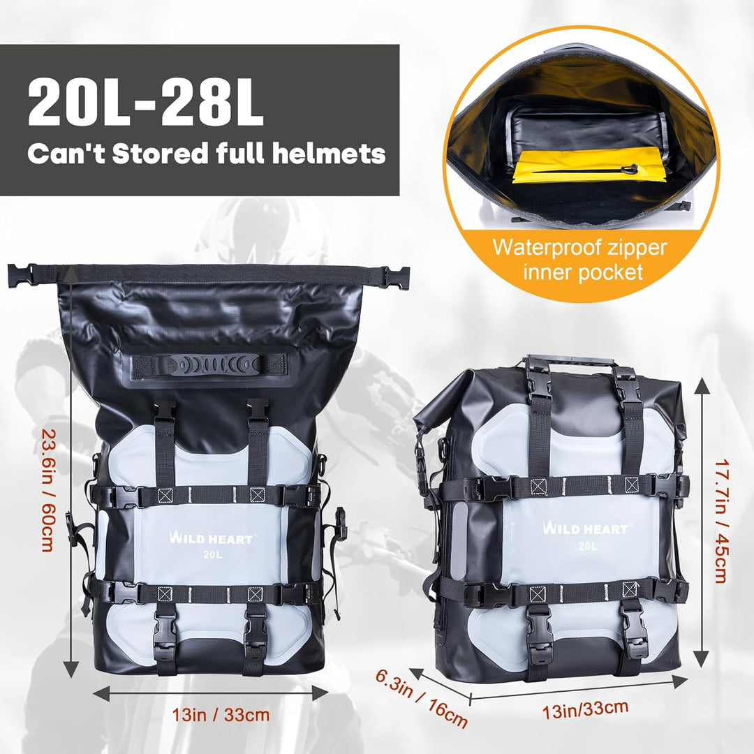 WILD HEART Motorrad Seitentasche Edelstahl Federung wasserdichte Tasche 20L/25L wasserdicht Pianner