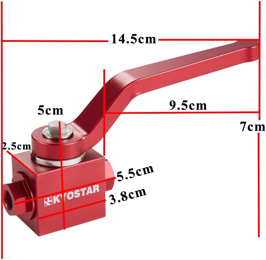 KYOSTAR 1/8" NPT Bremsleitungsschloss Absperrventil Billet Aluminium Rot Rot/Ausflug, Einfarbig (Get