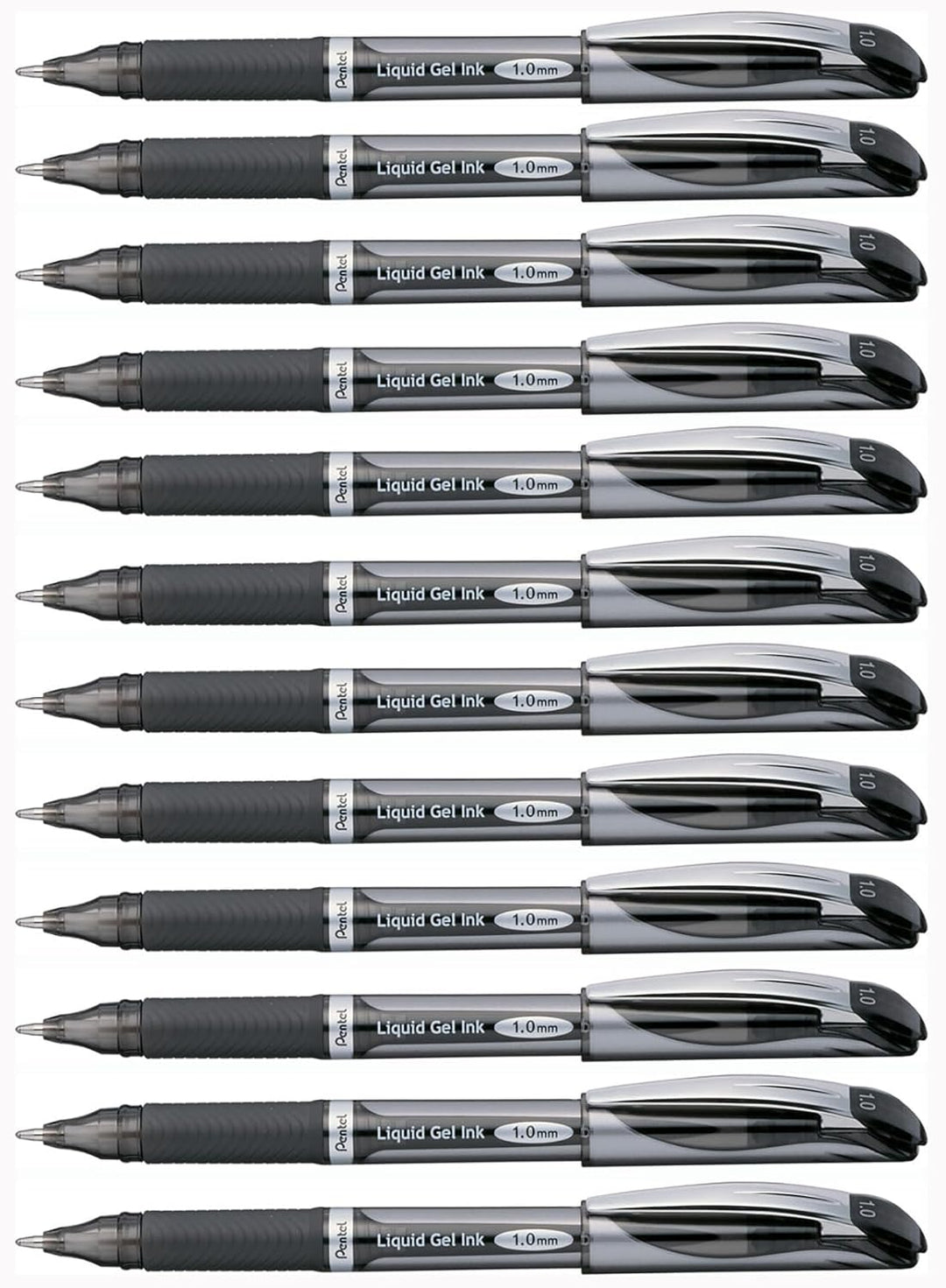 Pentel BL60-A Gel-Tintenroller EnerGel mit Kappe 1,0 mm, 12 Stück, schwarz, schwarz