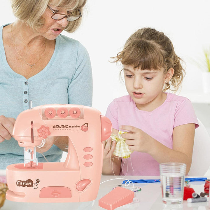Kinder-Nähmaschine, tragbare Nähmaschine für Anfänger, Mädchen, Jungen, mit Handbuch, Tuch, Nadelein