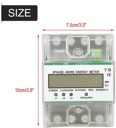 Digitaler 3-Phasen 4-Draht DIN-Schienen Stromzähler Elektronischer KWh-Zähler mit Klarsichtdeckel (1