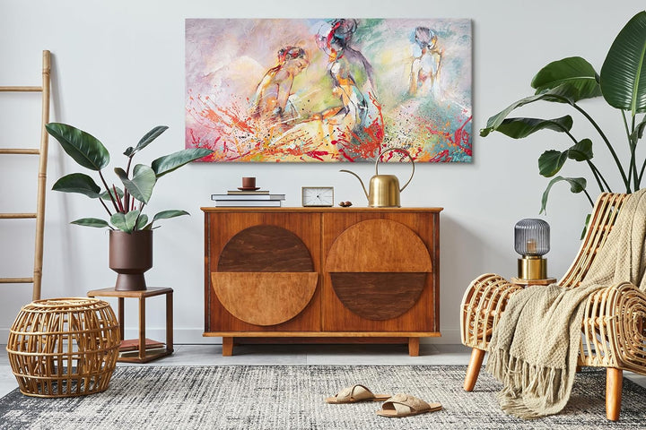 YS-Art Abstrakt Stil Acryl Gemälde auf Leinwand Heisser Sommer handgemalt Wandbilder Wohnzimmer mode