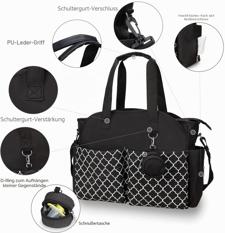 Wickeltasche Tote Baby Wickeltasche Grosse Babytaschen für Mama mit Wickelstation Multifunktions Rei