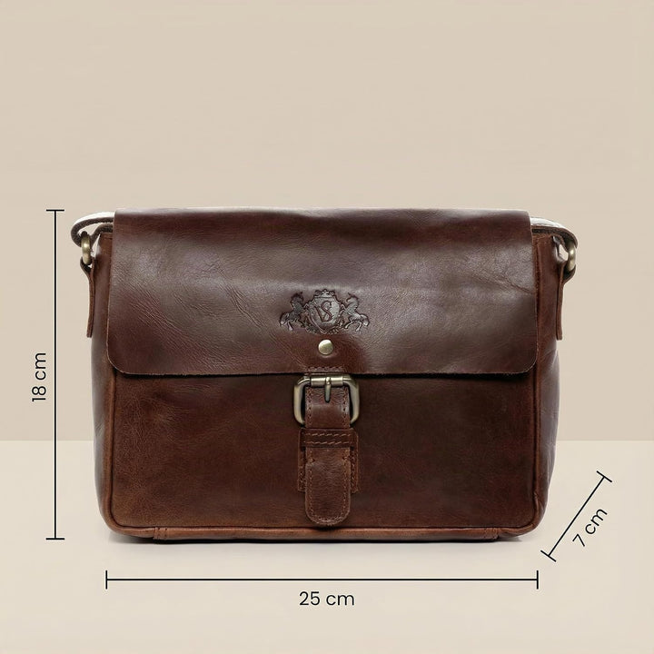 SID &amp; VAIN Messenger Bag Yale aus Premium Leder I Schultertasche klein für Herren und Damen I Umhäng