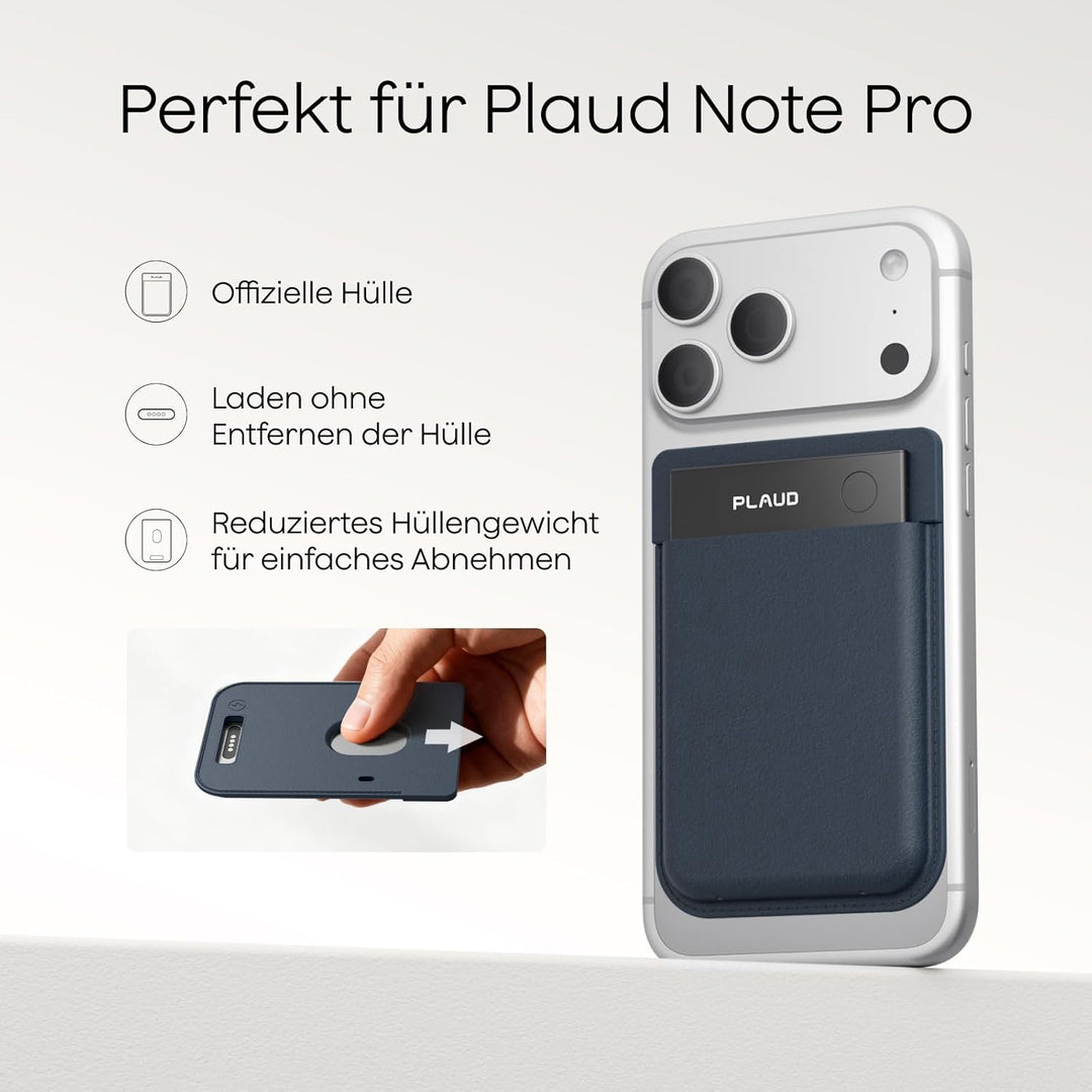 Plaud Note Pro und Magnetische Hülle im Bundle(Dunkelblau), KI Digitales Diktiergerät App-Steuerung,