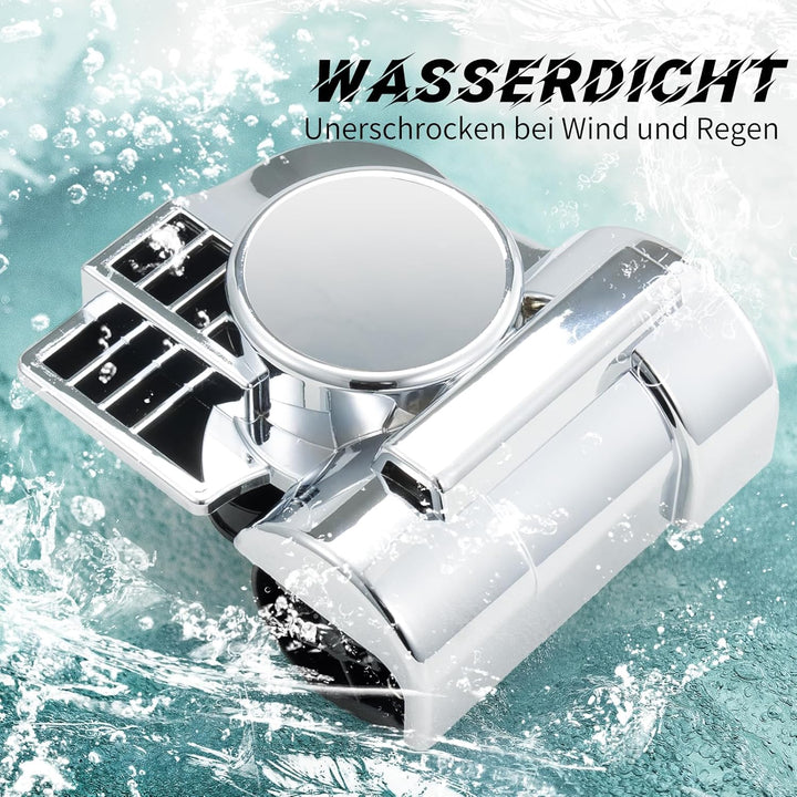 FARBIN 12V Lufthorn Auto Horn Kit Air Horn Laute Luft Hupe Druckluft Hupe Kit für Motorrad LKW Auto