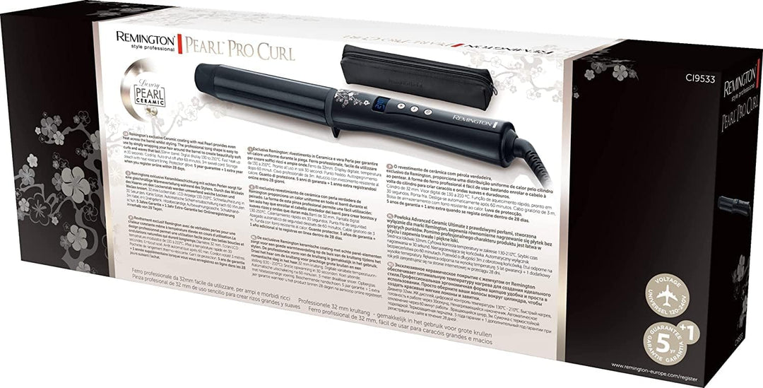 Remington Lockenstab grosse Locken [32mm] Pearl Digital (Keramikbeschichtung mit echten Perlen) LCD-