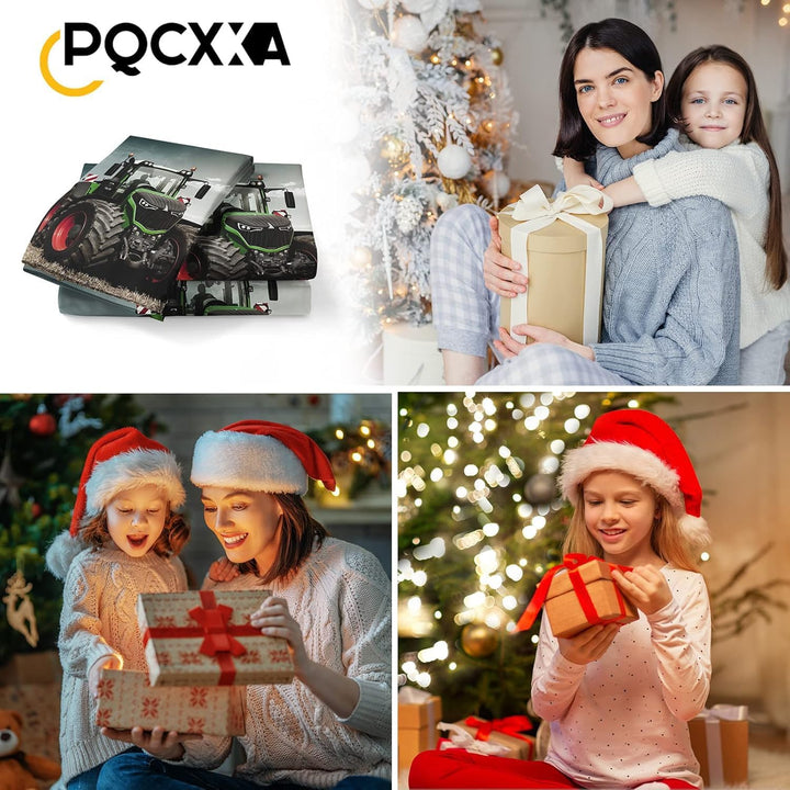 PQCXXA Traktor kinderbettwäsche 140x200cm,3-teilig Grün Traktor Bettwäsche-Set mit Reissverschluss u