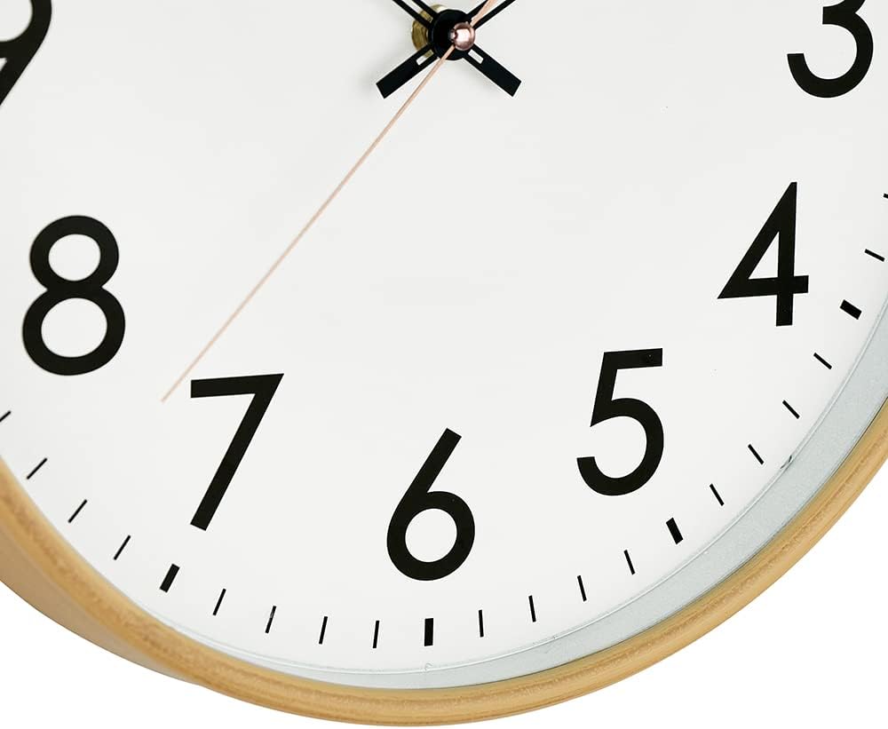 MPM Design Kunstoff Wanduhr, grosse arabische Ziffern, Hellbraun, Quarz-Uhrwerk, ∅ 350 mm, modern, A