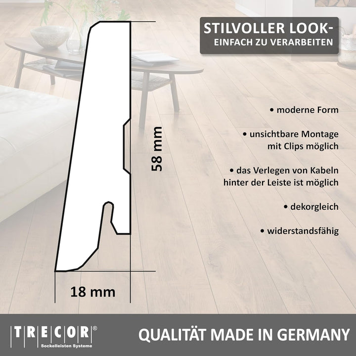 Sockelleiste KronoOriginal Cottage Höhe: 58 mm - Tiefe: 19 mm - Länge: 260 cm - Material: MDF mit De