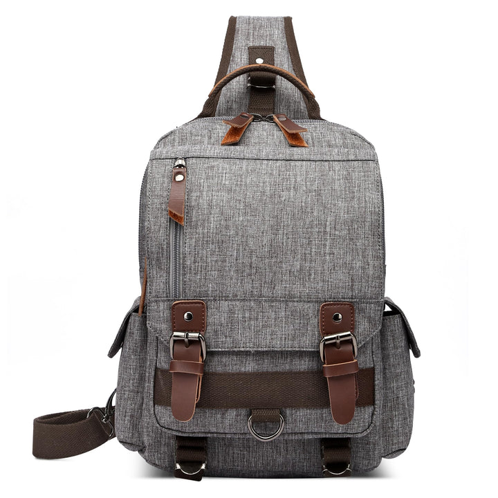 DORRISO Retro Brusttasche Herren Mode Grosse Kapazität Schultertasche für 10,9 Zoll iPad mit Griff M