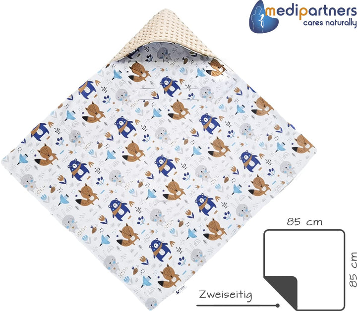 Medi Partners Einschlagdecke 100% Baumwolle 85x85cm Kuscheldecke für Kinderwagen Babyschale universa