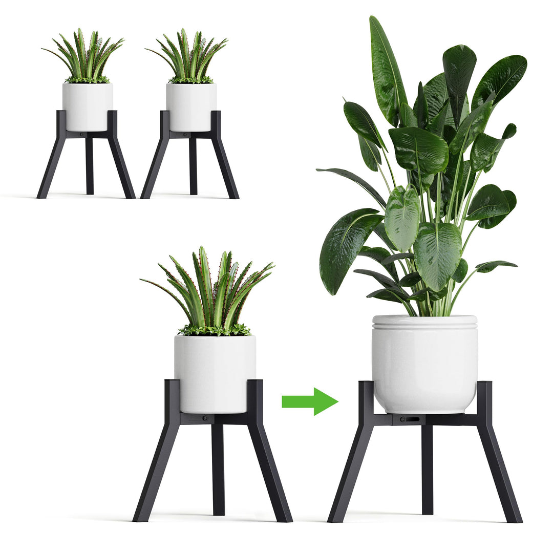 2er Pack Verstellbarer Pflanzenständer für Innen Aussenbereich Blumenständer aus Metall Schwerlast H