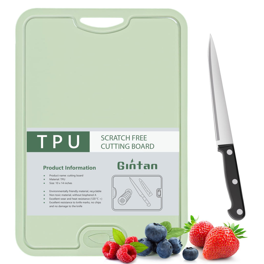 Gintan Flexibles TPU Schneidebrett, BPA-frei, mit Messer- und Saftrille, kratzfeste flexible Schneid