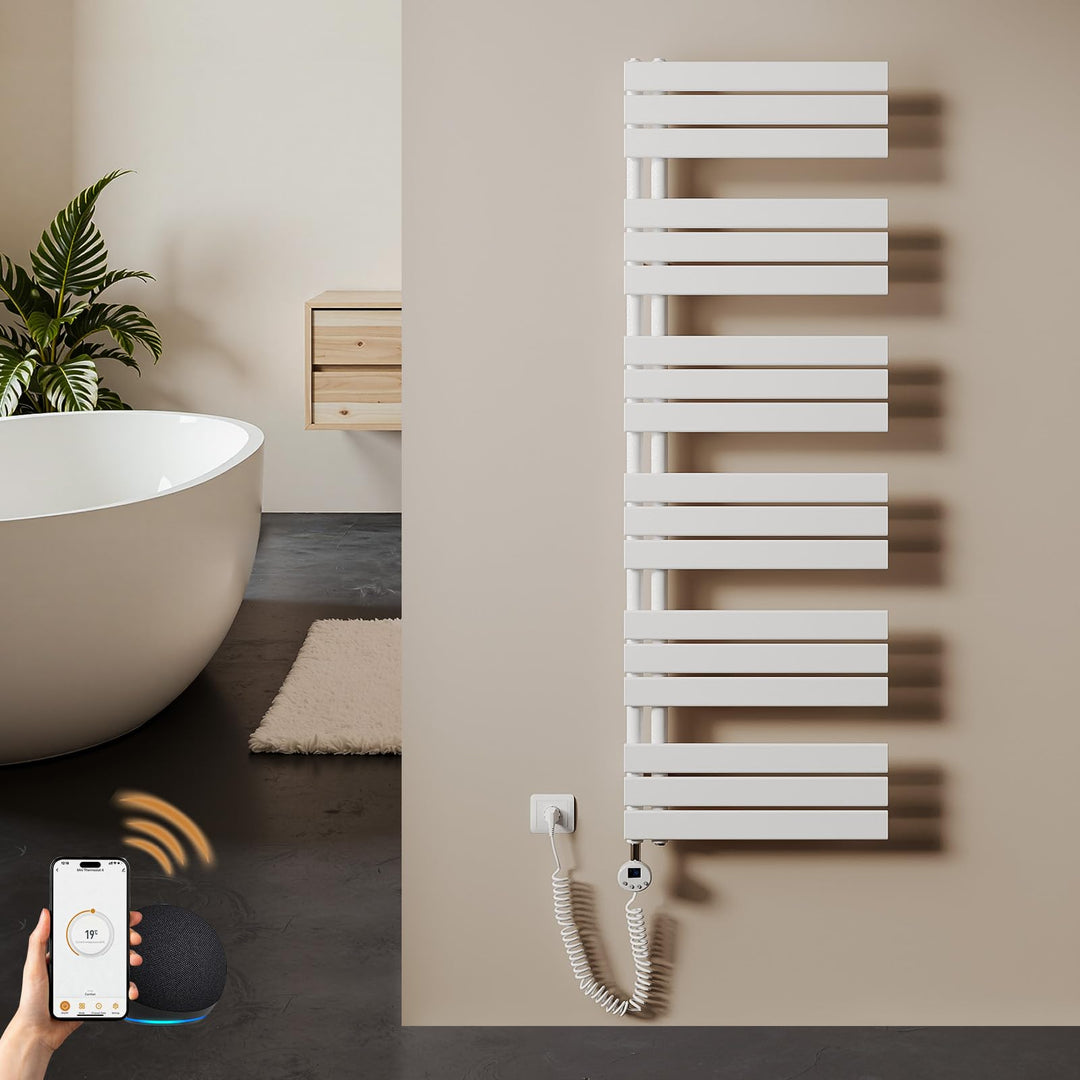 S'AFIELINA Badheizkörper Elektrisch 1599×500mm Weiss, 1000W Handtuchheizkörper Elektrisch mit Thermo