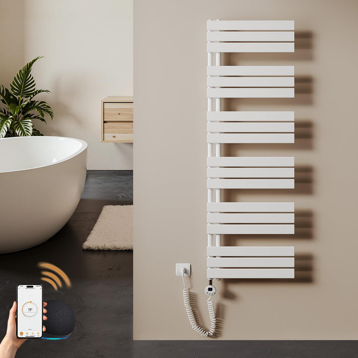 S'AFIELINA Badheizkörper Elektrisch 1599×500mm Weiss, 1000W Handtuchheizkörper Elektrisch mit Thermo