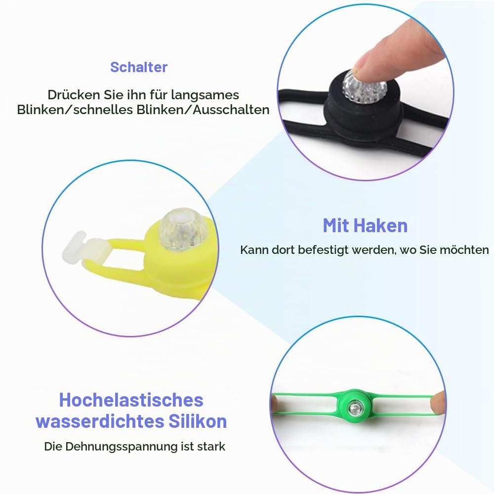 Mineup Kinderwagen Licht, 12 Stück wasserdichte Kinderwagenlicht Silikon, LED Silikonleuchten, LED K