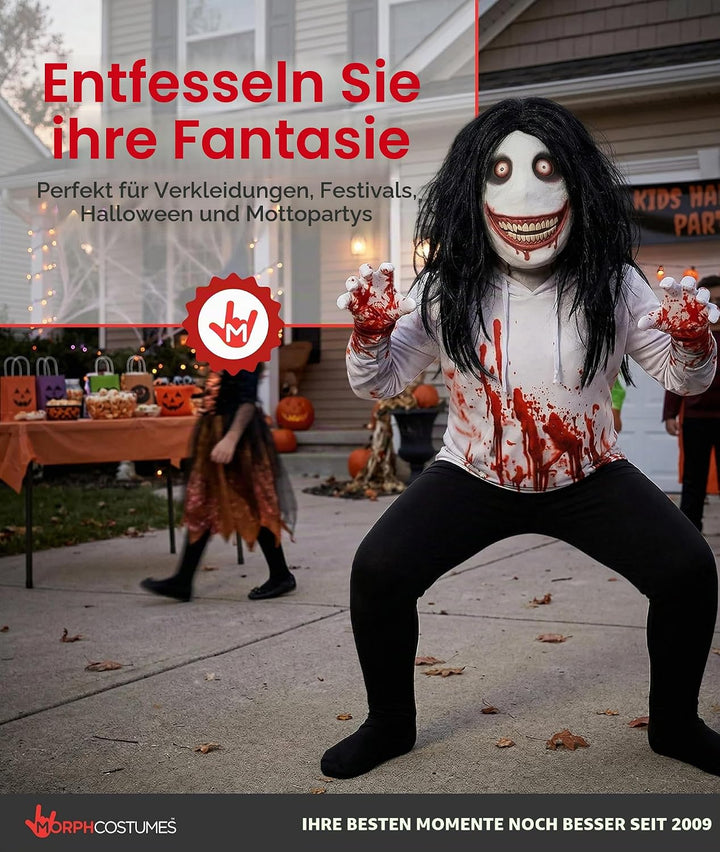 Morphsuits Costumes KPJKL - Jeff the Killer Kind Morphsuit Verrücktes Kleid Kostüm, L, 136 - 152 cm