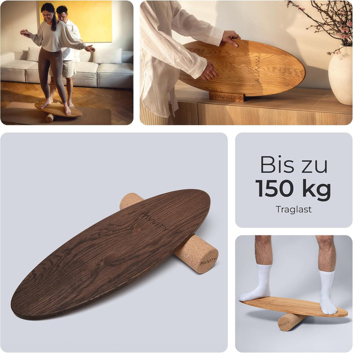 Balance Board aus Eichenholz [Handgefertigt in Deutschland] FSC-zertifizierter Gleichgewichtstrainer