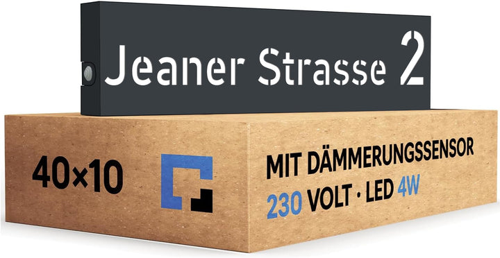 40x10cm Personalisieren Sie Ihre Modern Hausnummer Beleuchtet LED, 230V mit Dämmerungssensor, Hausnu