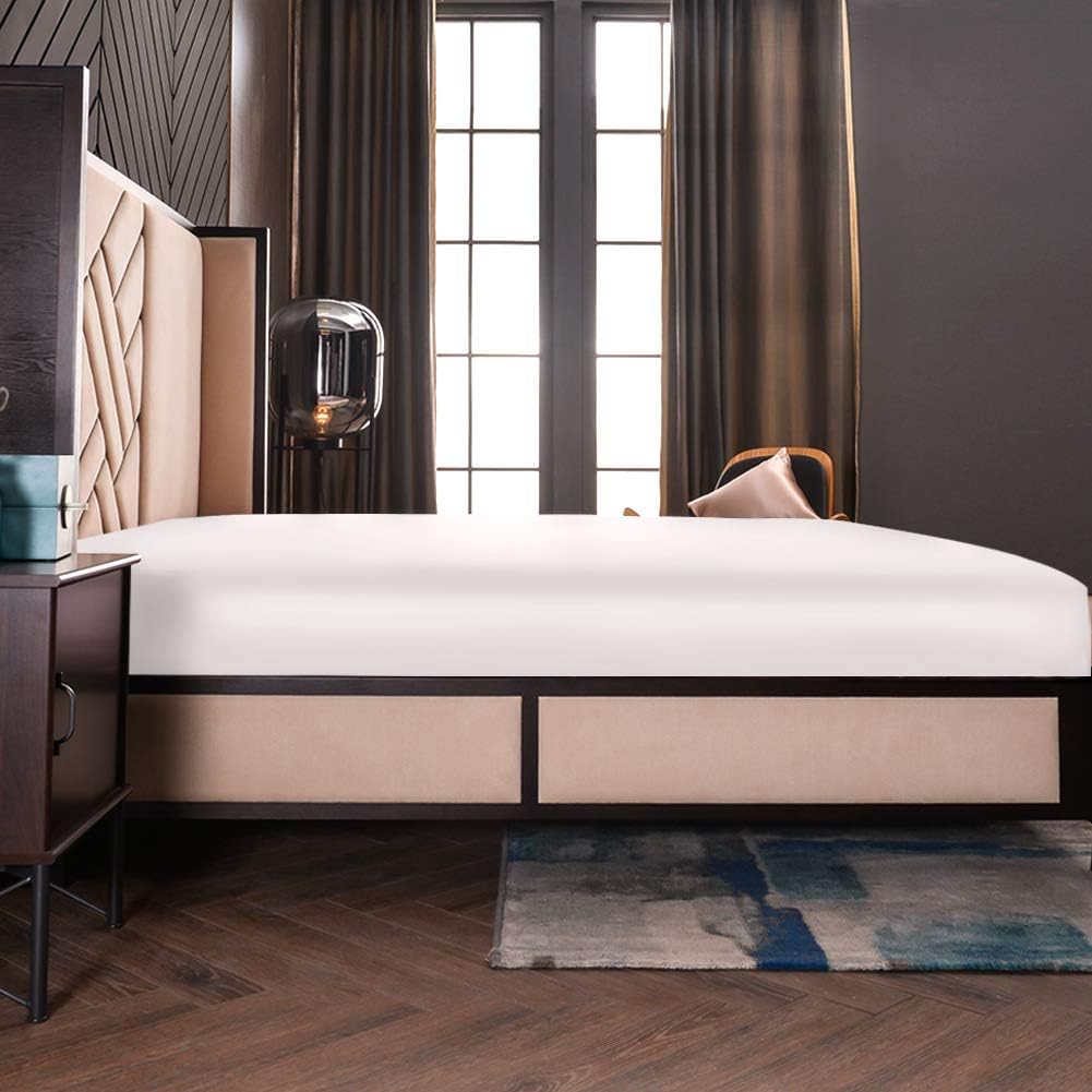 THXSILK Spannbettlaken Seide Bettlaken 180x200, Weiss Seiden Bettlaken, 100% Reine 19 Momme Maulbeer