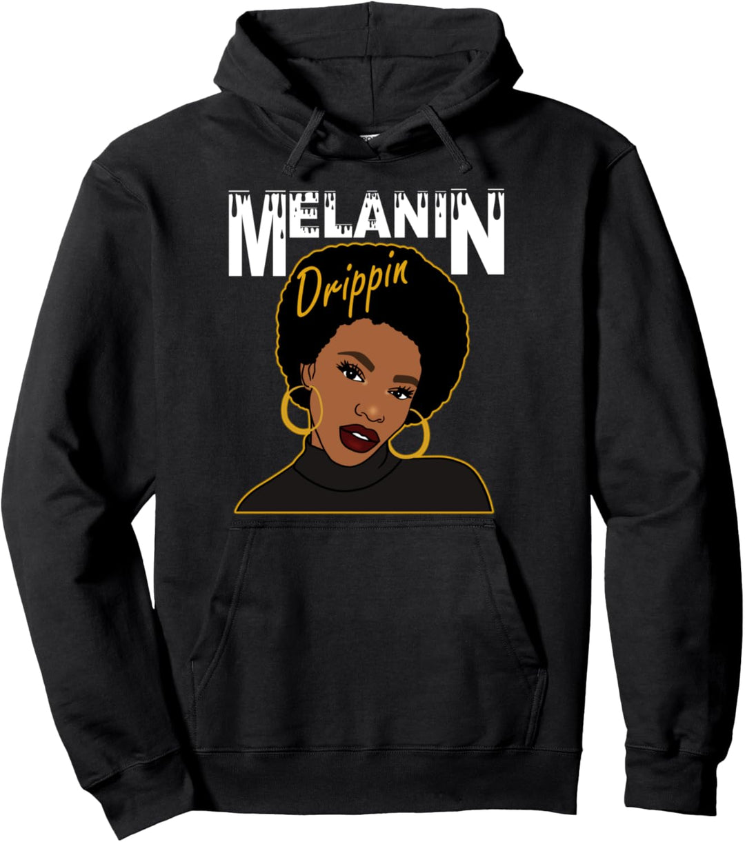 Oheneba: Melanin Drippin Afro Queen Black Pride Pullover Hoodie
