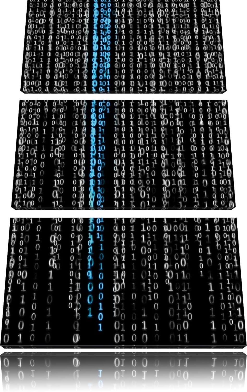 Pixxprint Matrix Zahlen schwarz/weiss / 3-Teilig/Gesamtmass 120cm Leinwandbild bespannt auf Holzrahm