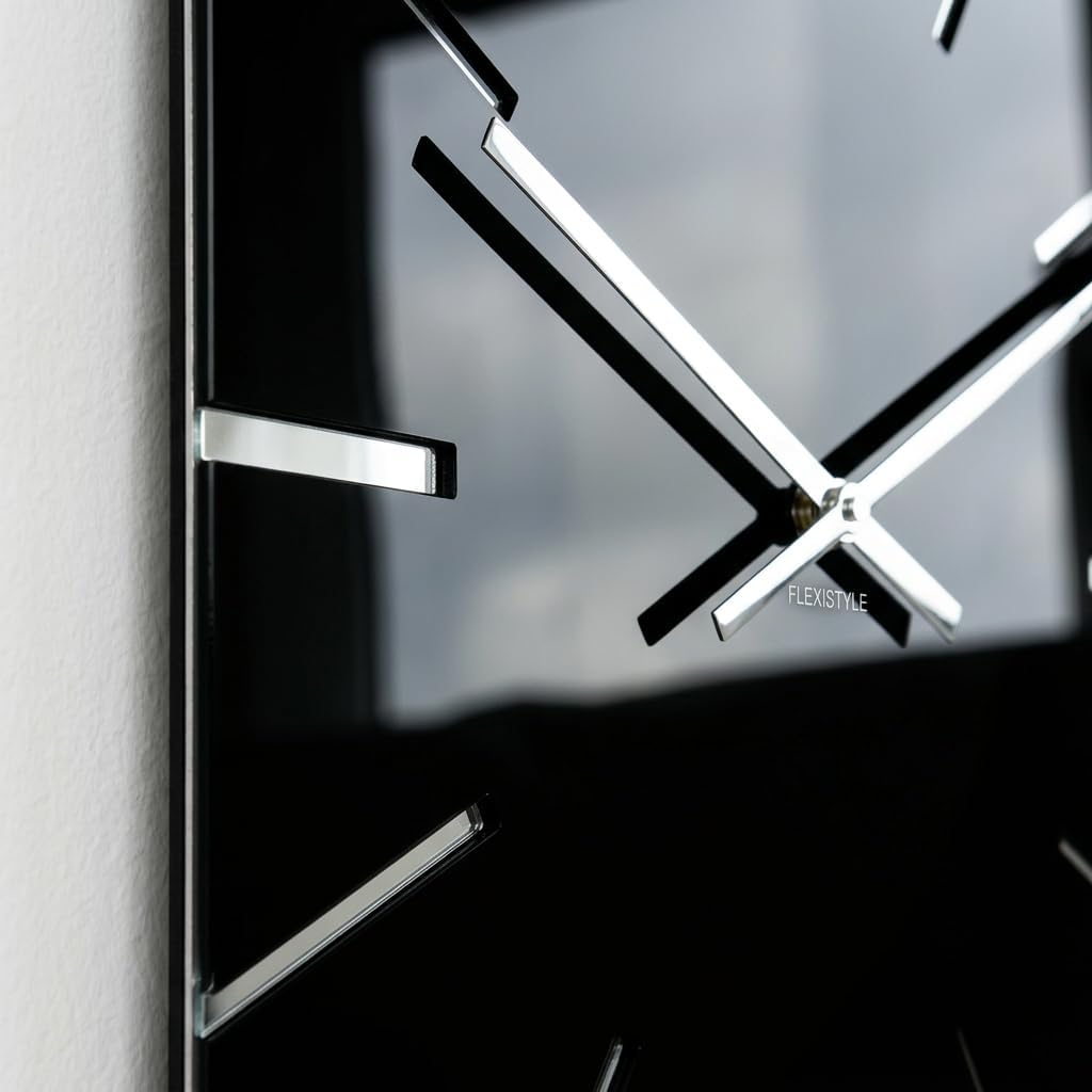 FLEXISTYLE Moderne grosse Wanduhr Exact 50cm, Acrylglas und Acrylspiegel, Stille, Wohnzimmer, Schlaf