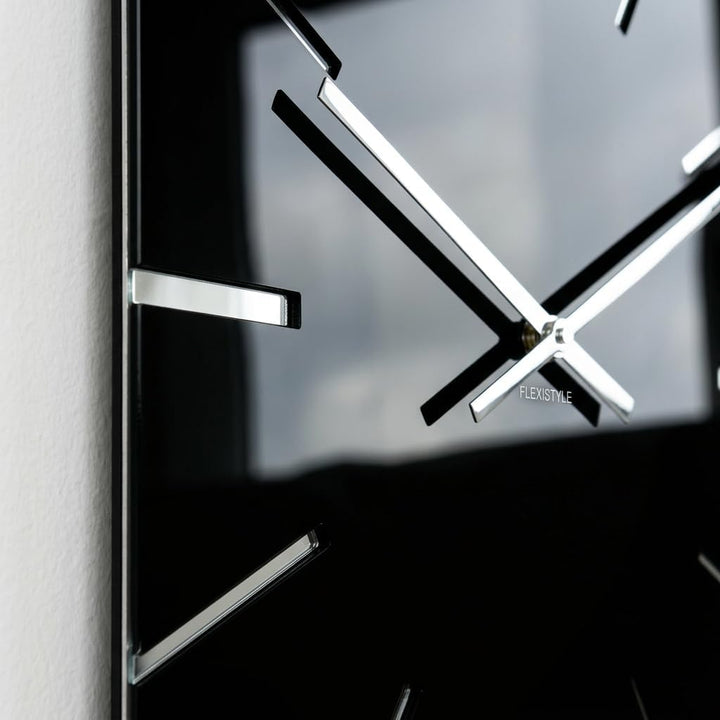 FLEXISTYLE Moderne grosse Wanduhr Exact 50cm, Acrylglas und Acrylspiegel, Stille, Wohnzimmer, Schlaf