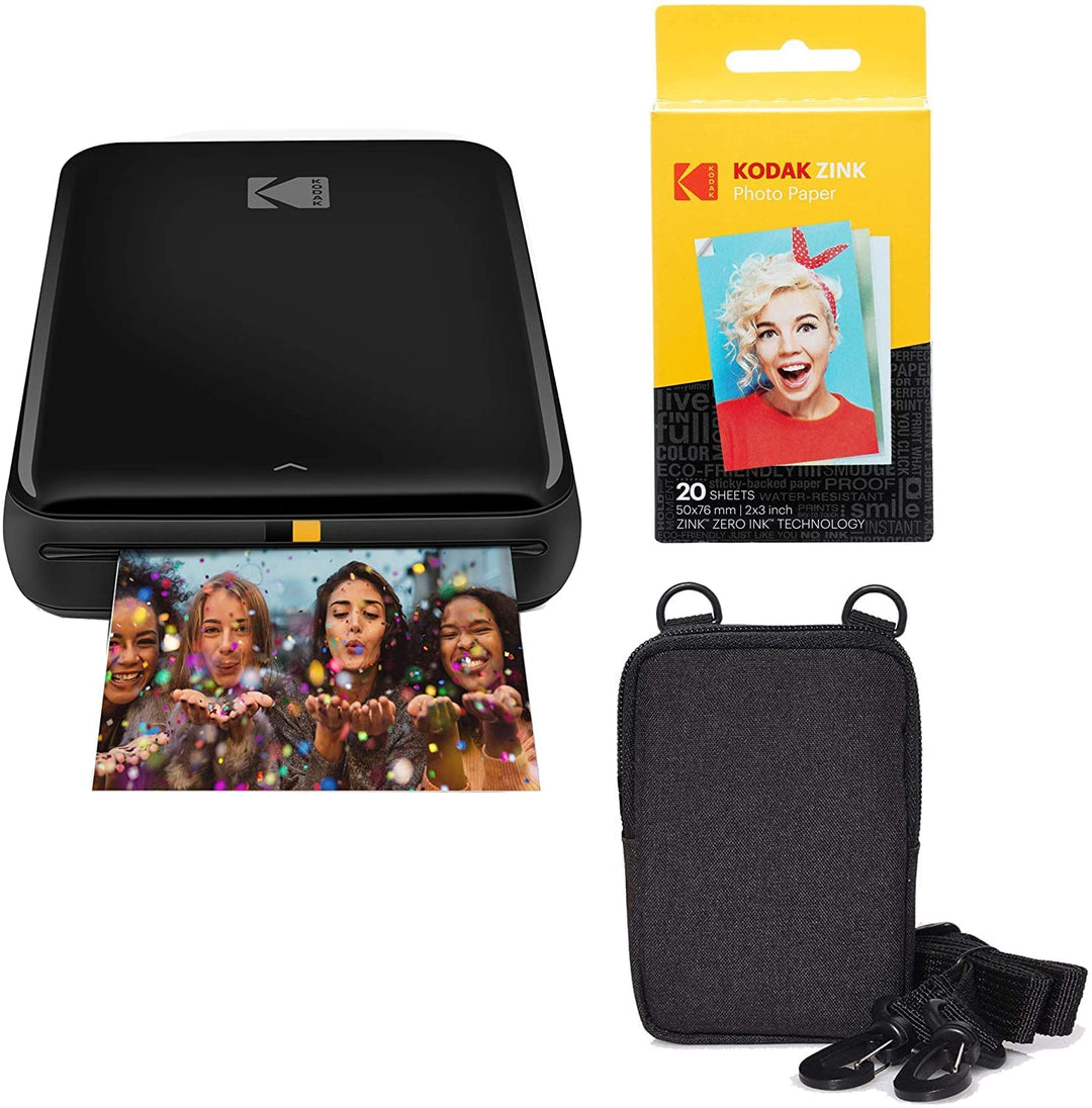 KODAK Step Printer Drahtloser mobiler Fotodrucker mit Zink-Technologie (Schwarz) Reiseset Schwarz St