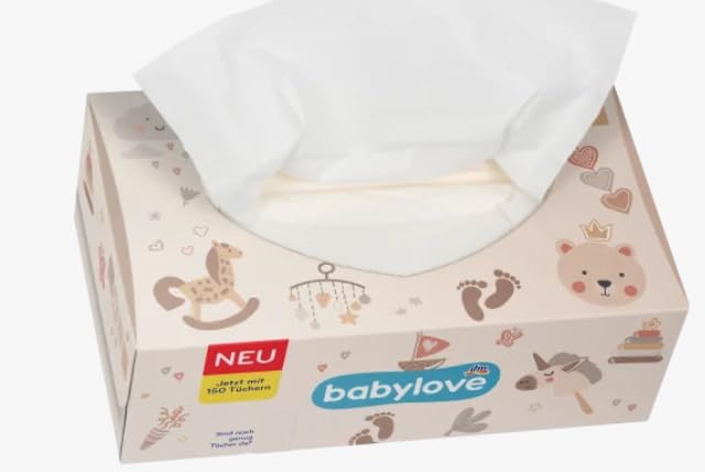 babylove Babypflegetücher trocken 3lagig, 3x150 Stück (=450 Stück)