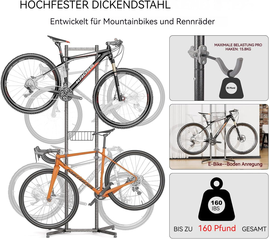 CXWXC Fahrradständer Boden Für 4 Fahrräder Belastbar bis 50kg/110 Pound Fahrrad Ständer Halter Indoo