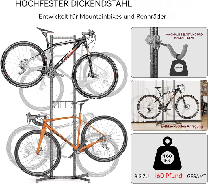 CXWXC Fahrradständer Boden Für 4 Fahrräder Belastbar bis 50kg/110 Pound Fahrrad Ständer Halter Indoo