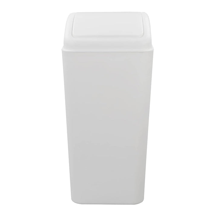 15 L Kleiner Mülleimer mit Deckel, Mülleimer mit Schwingdeckel, Weiss, Weiss